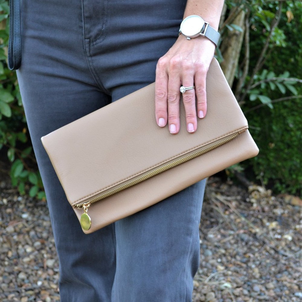 Tan Fold & Go Clutch